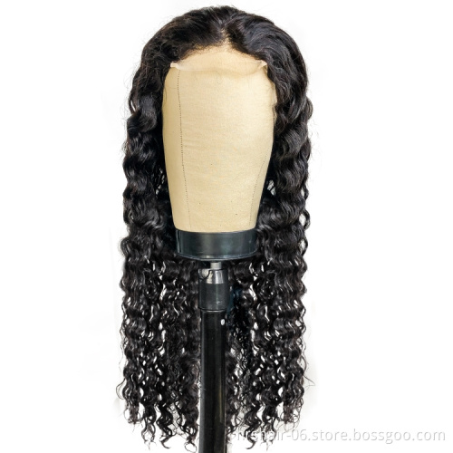 Wholesale Deep Wave Human Hair Wig Lace Front Wigs Brazilian Virgin Hair 4*4 Lace Closure Wigs for Black Women